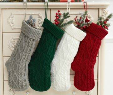 Knitted Christmas Decorations Wool Socks Gift Bag