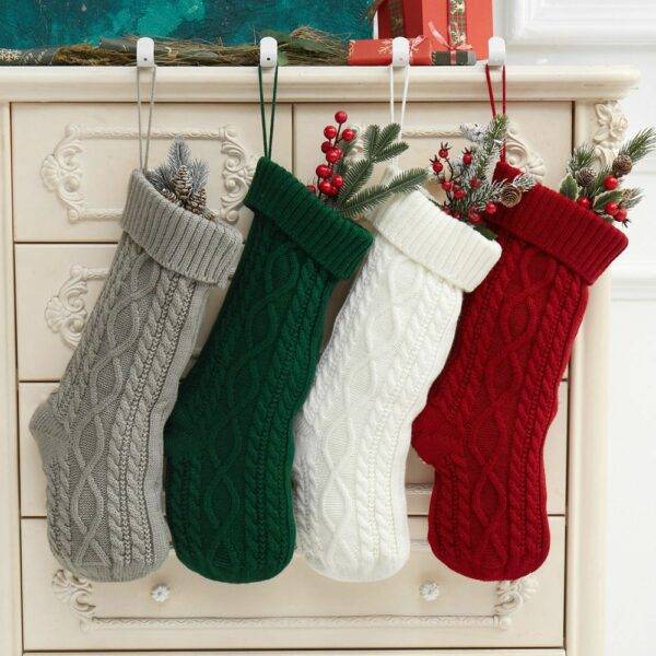 Knitted Christmas Decorations Wool Socks Gift Bag