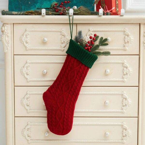 Knitted Christmas Decorations Wool Socks Gift Bag - Image 2