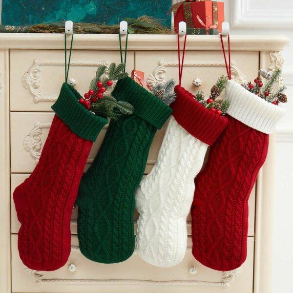 Knitted Christmas Decorations Wool Socks Gift Bag - Image 8