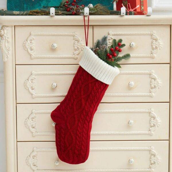 Knitted Christmas Decorations Wool Socks Gift Bag - Image 5