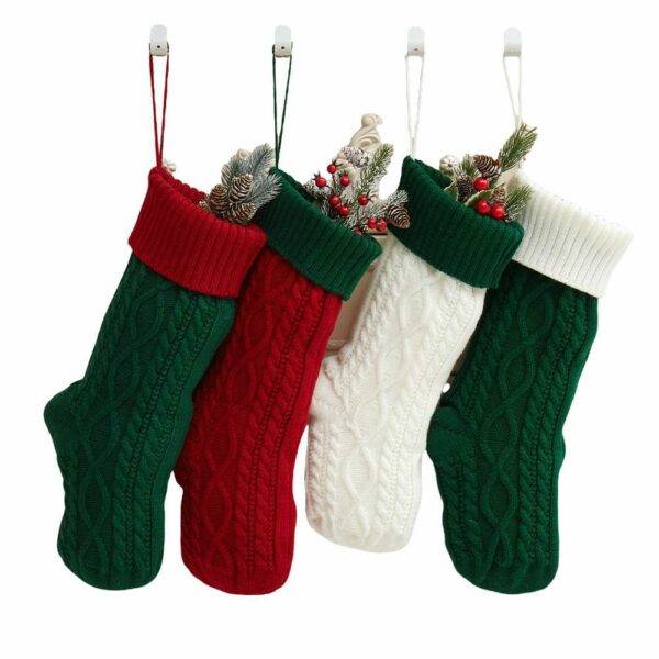 Knitted Christmas Decorations Wool Socks Gift Bag - Image 10