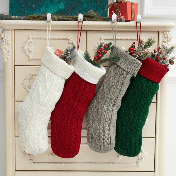 Knitted Christmas Decorations Wool Socks Gift Bag - Image 3