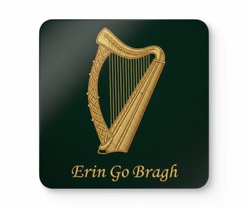 Corkwood Coaster Set- Erin Go Bragh, Harp Design